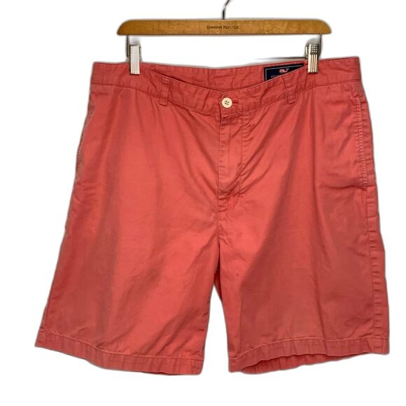 Vineyard Vines Jetty Red Cotton Classic Flat Front Chino Club Shorts Size 38 - Picture 2 of 12